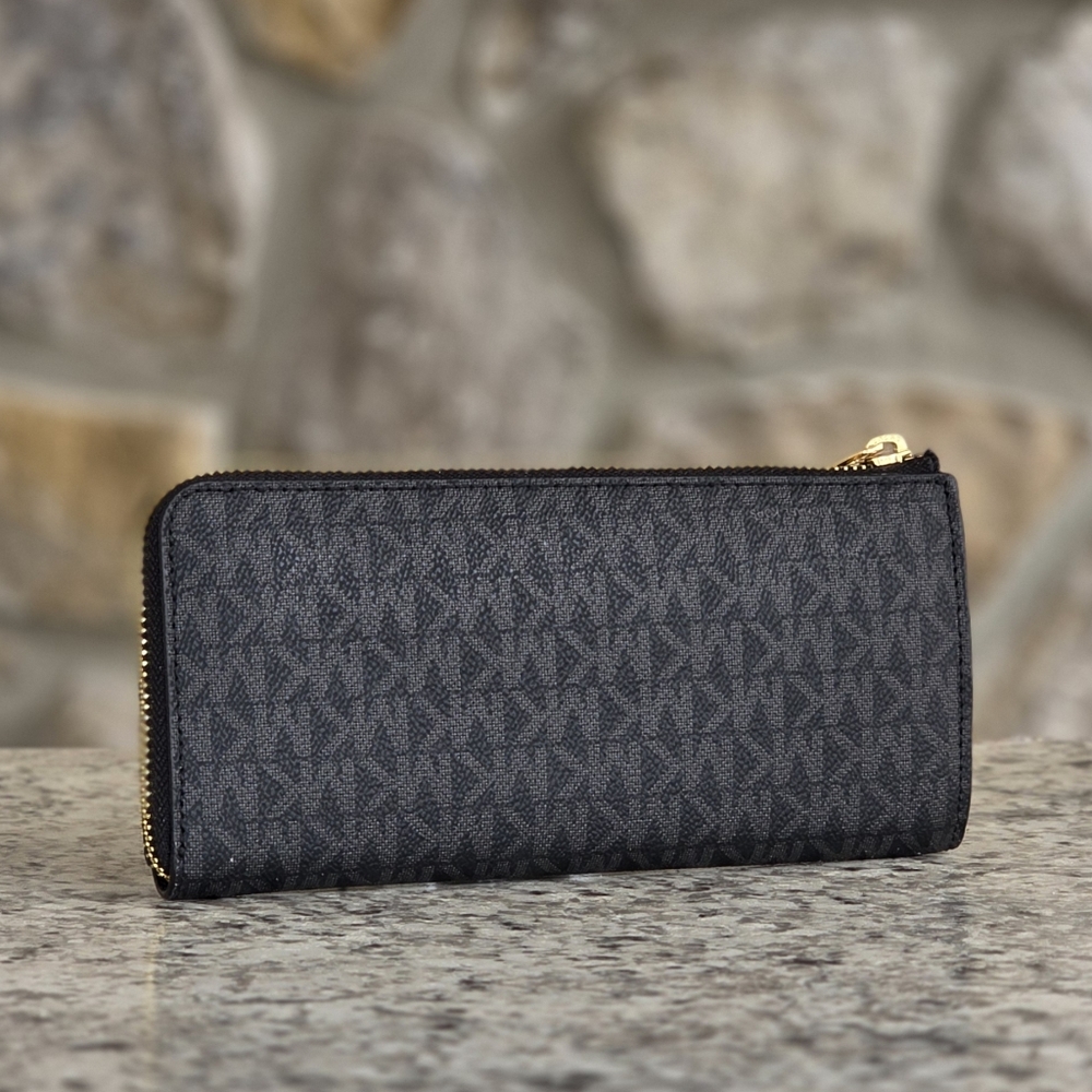 Michael Kors Jet Set Logo Large Black Wallet - Picture 2 of 6